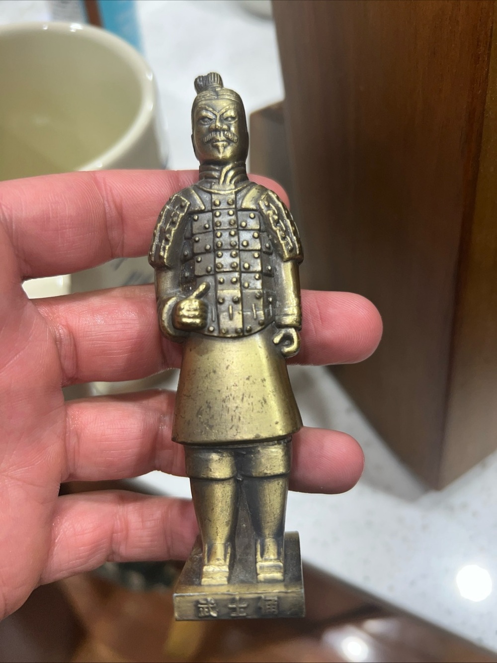 Brass-Colored Terracotta Warrior Decorative Sculpture